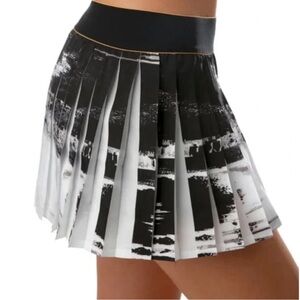 Adidas New York Pleated Tennis Skirt Skort Black White Medium